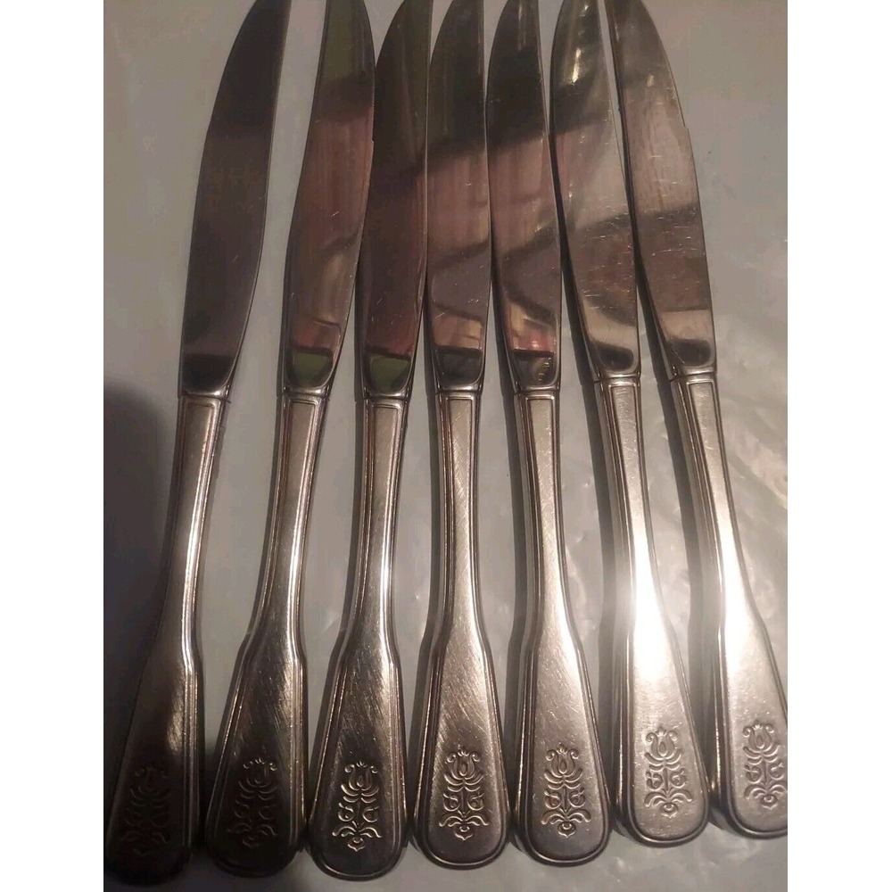 Vtg Silver Knives "Village"‎ By Oneida # 73465 Set Of 7